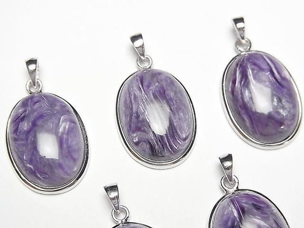 [Video] High Quality Charoite AAA Pendant 20x15mm Silver925 1pc