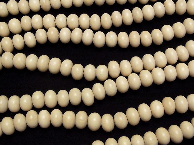 White Wood Roundel 12x12mm 1strand beads (aprx.15inch/36cm)