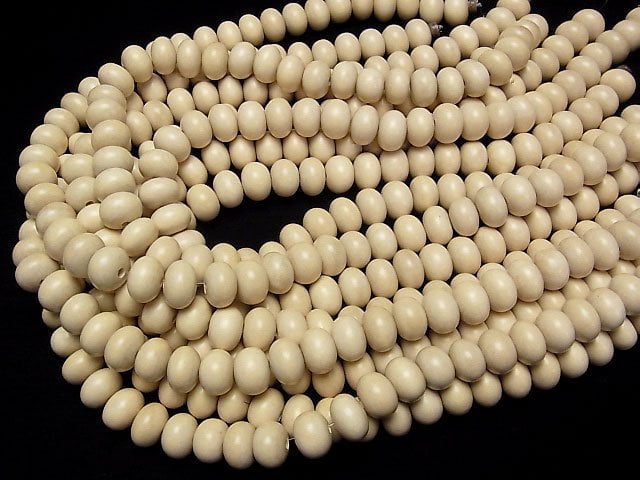 White Wood Roundel 12x12mm 1strand beads (aprx.15inch/36cm)