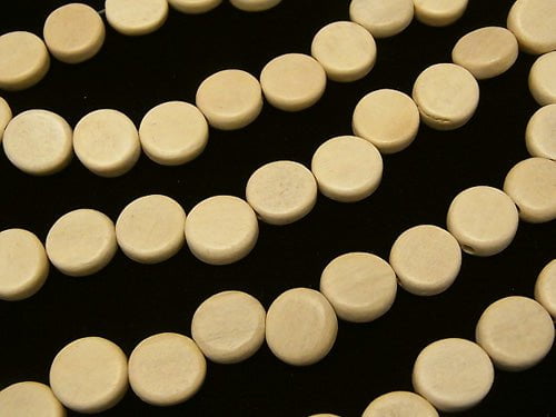 1strand $3.79! White Wood Coin 10x10x3mm 1strand beads (aprx.15inch / 36cm)