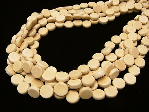 1strand $3.79! White Wood Coin 10x10x3mm 1strand beads (aprx.15inch / 36cm)