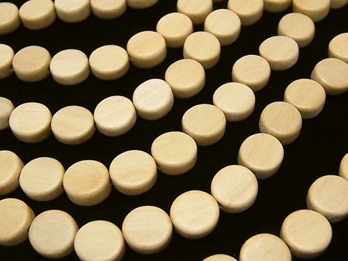 1strand $3.79! White Wood Coin 10x10x4mm 1strand beads (aprx.15inch / 36cm)