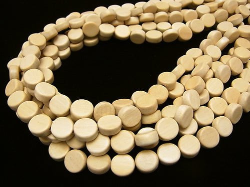 1strand $3.79! White Wood Coin 10x10x4mm 1strand beads (aprx.15inch / 36cm)