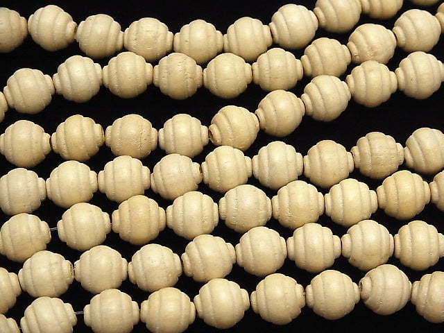 1strand $4.79! White Wood Line Carved Rice 11 x 11 x 11 mm 1strand beads (aprx.15 inch / 38 cm)
