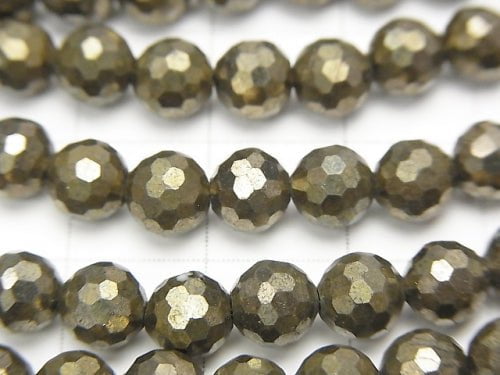 High Quality!  Pyrite AAA 128Faceted Round 6mm half or 1strand beads (aprx.15inch/37cm)