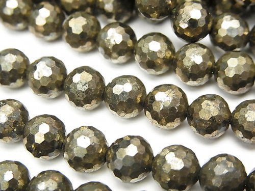 Faceted Round, Pyrite Gemstone Beads