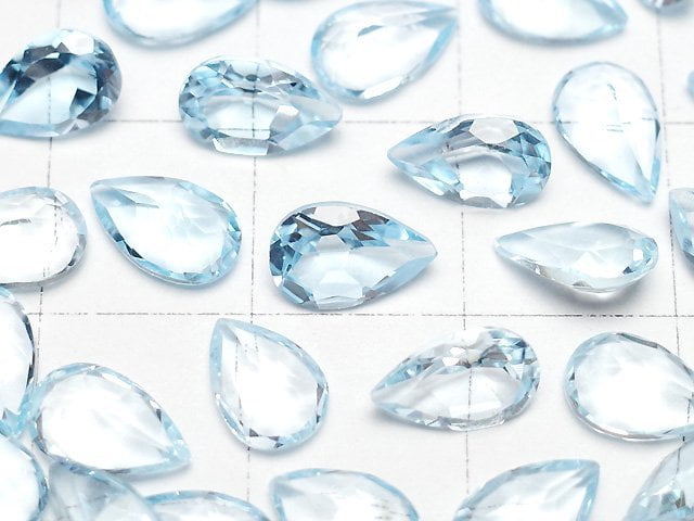 [Video]High Quality Sky Blue Topaz AAA Loose stone Pear shape Faceted 8x5mm 5pcs