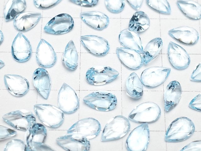 [Video]High Quality Sky Blue Topaz AAA Loose stone Pear shape Faceted 8x5mm 5pcs