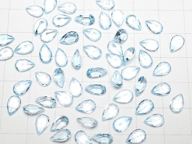 [Video]High Quality Sky Blue Topaz AAA Loose stone Pear shape Faceted 8x5mm 5pcs