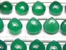 [Video]MicroCut High Quality Green Onyx AAA Chestnut Faceted Briolette 1strand (8pcs)
