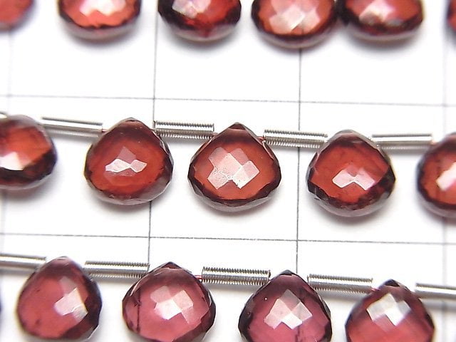 [Video] MicroCut High Quality Mozambique Garnet AAA Chestnut Faceted Briolette 1strand (8pcs )