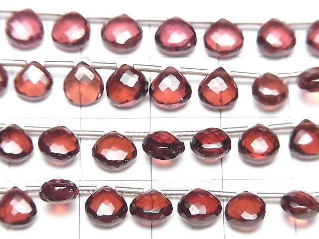 [Video] MicroCut High Quality Mozambique Garnet AAA Chestnut Faceted Briolette 1strand (8pcs )