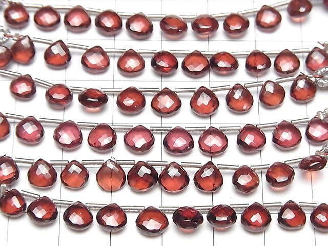 [Video] MicroCut High Quality Mozambique Garnet AAA Chestnut Faceted Briolette 1strand (8pcs )