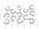 Metal parts Crescent charm with CZ Silver color 2pcs