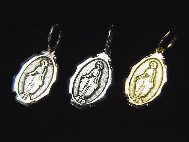 Silver925 Miraculous Medal Motif Charm 13x8mm 1pc