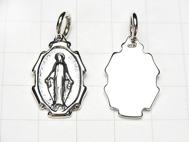 Silver925 Miraculous Medal Motif Charm 23x15 1pc