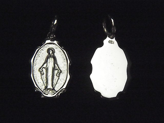 Silver925 Miraculous Medal Motif Charm 23x15 1pc