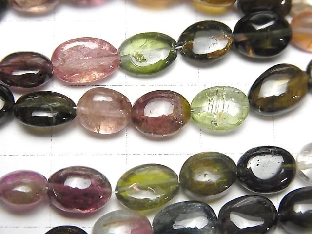 [Video] High Quality Multicolor Tourmaline AAA - Oval Half or 1-Strand Beads (approx. 15 inches/38 cm)