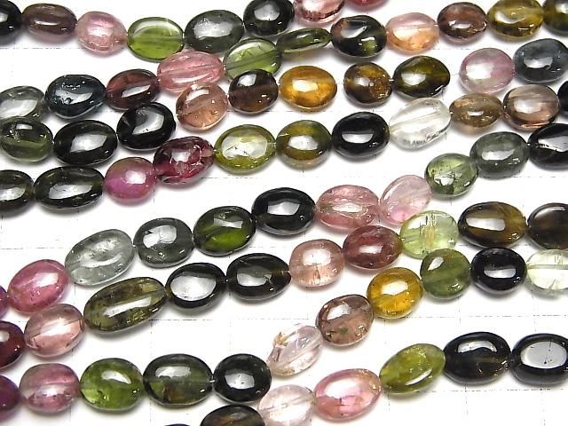 [Video] High Quality Multicolor Tourmaline AAA - Oval Half or 1-Strand Beads (approx. 15 inches/38 cm)