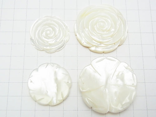 [Video] 1pc $5.79 White Shell (Silver-lip Oyster) AAA Rose 30mm, 40mm 2 holes 1pc
