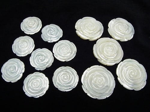 [Video] 1pc $5.79 White Shell (Silver-lip Oyster) AAA Rose 30mm, 40mm 2 holes 1pc