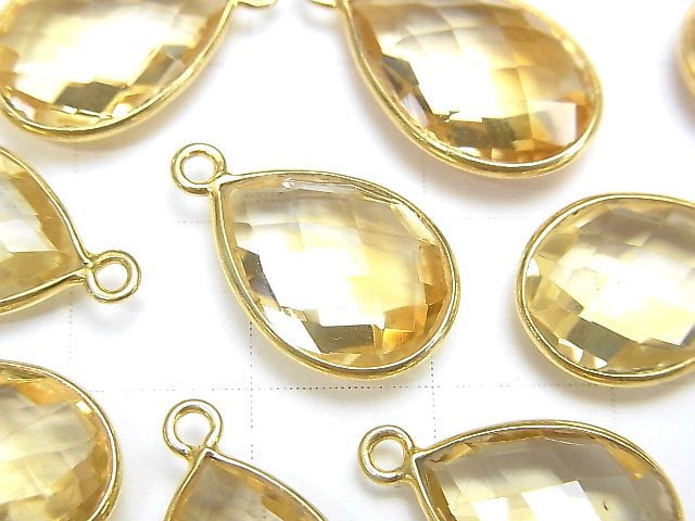 High Quality Citrine AAA Bezel Setting Faceted Pear Shape 16x11 18KGP 2pcs