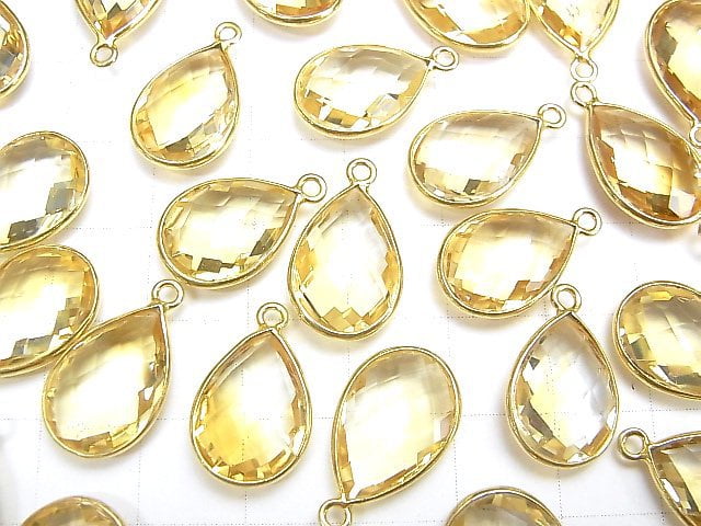 High Quality Citrine AAA Bezel Setting Faceted Pear Shape 16x11 18KGP 2pcs