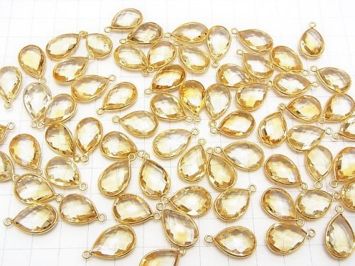 High Quality Citrine AAA Bezel Setting Faceted Pear Shape 16x11 18KGP 2pcs