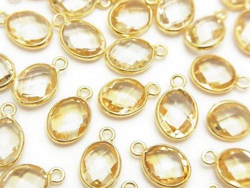 [Video]High Quality Citrine AAA Bezel Setting Faceted Oval 10x8mm [One Side] 18KGP 3pcs