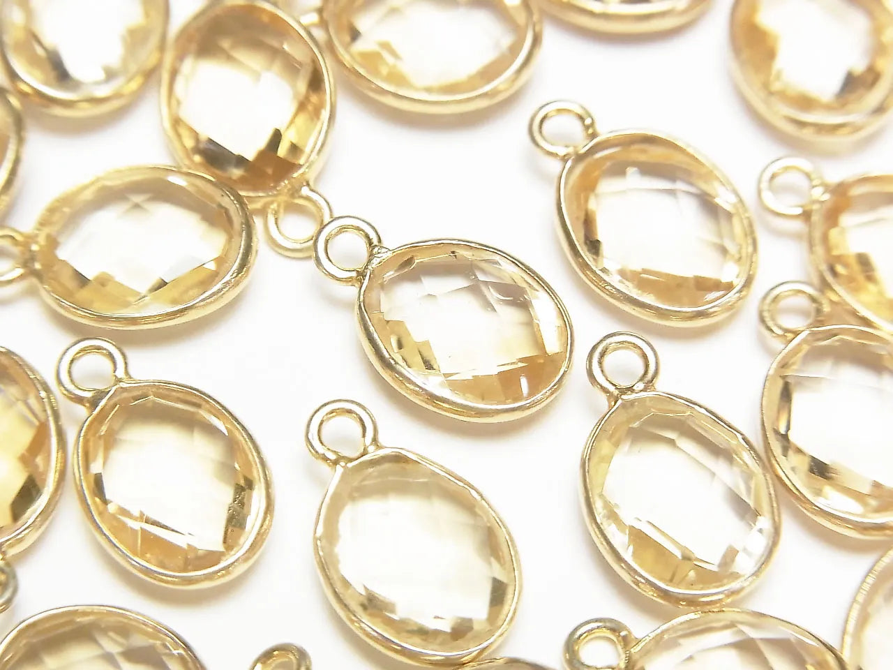 High Quality Citrine AAA Bezel Setting Faceted Oval 10x8mm [One Side] 18KGP 3pcs