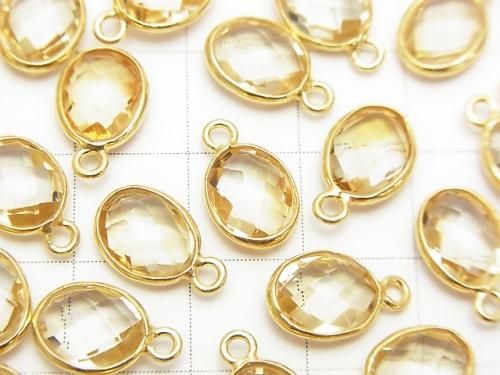 [Video]High Quality Citrine AAA Bezel Setting Faceted Oval 10x8mm [One Side] 18KGP 3pcs