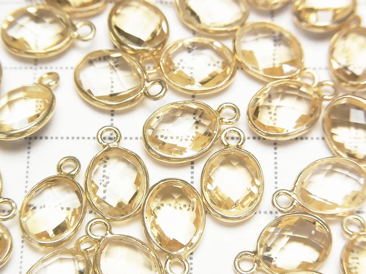 High Quality Citrine AAA Bezel Setting Faceted Oval 10x8mm [One Side] 18KGP 3pcs