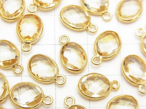 [Video] High Quality Citrine AAA Bezel Setting Faceted Oval 10x8 [One Side ] 18KGP 3pcs $7.79