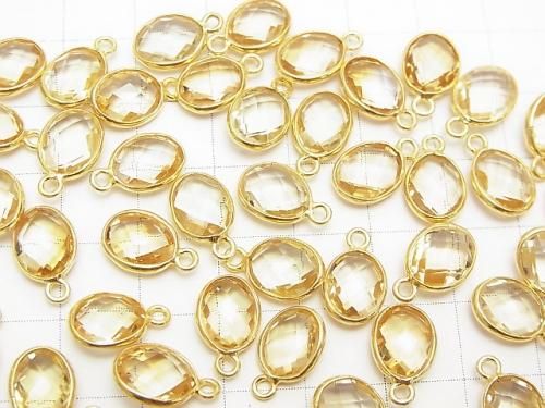 [Video]High Quality Citrine AAA Bezel Setting Faceted Oval 10x8mm [One Side] 18KGP 3pcs