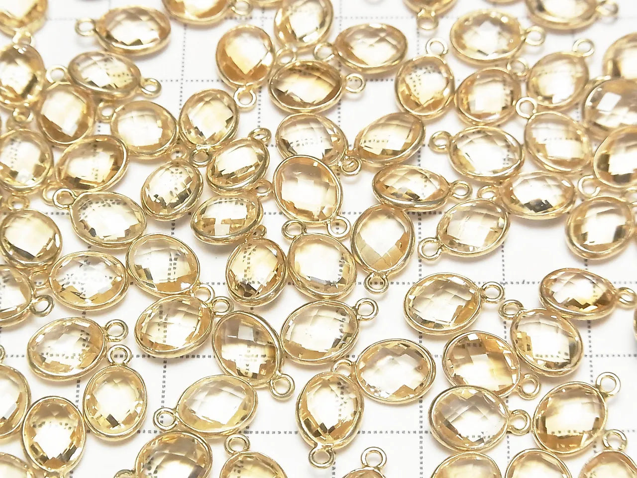 High Quality Citrine AAA Bezel Setting Faceted Oval 10x8mm [One Side] 18KGP 3pcs