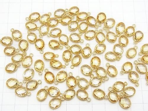 [Video]High Quality Citrine AAA Bezel Setting Faceted Oval 10x8mm [One Side] 18KGP 3pcs