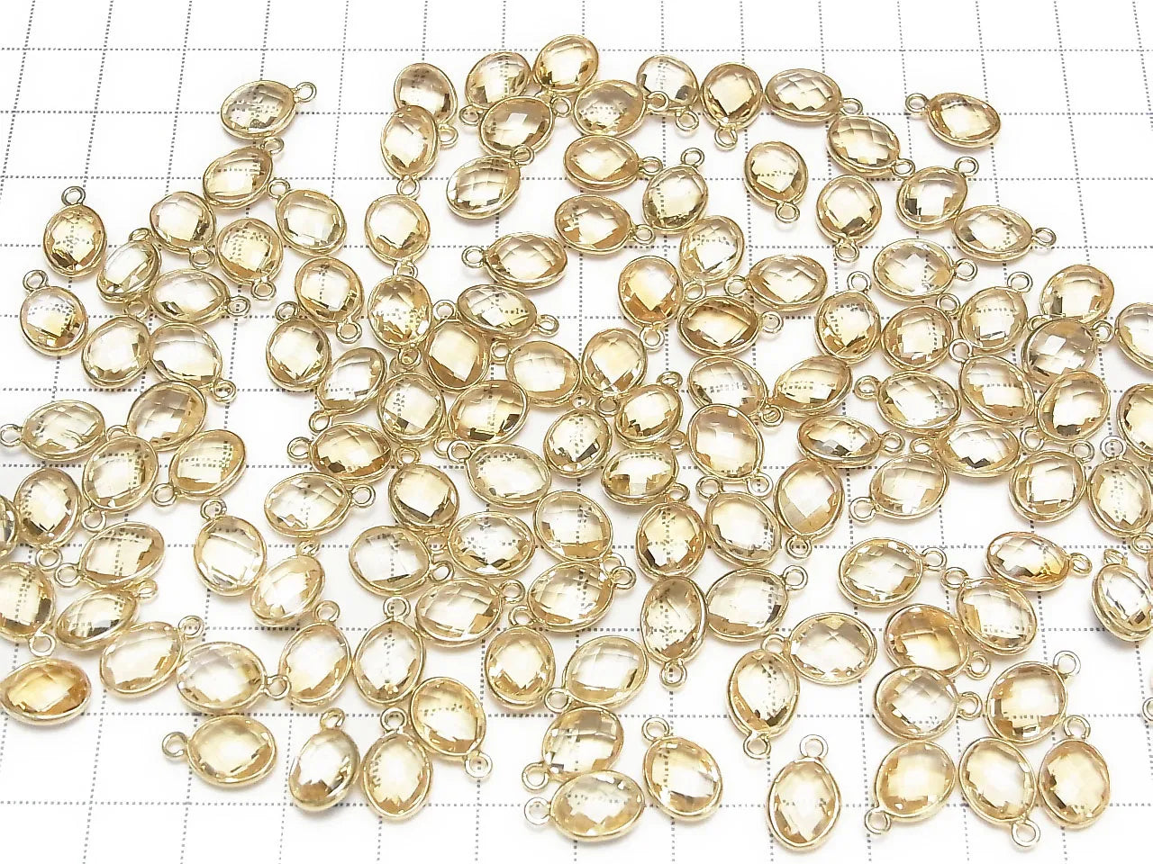 High Quality Citrine AAA Bezel Setting Faceted Oval 10x8mm [One Side] 18KGP 3pcs