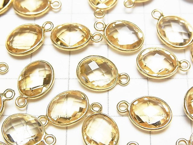 [Video] High Quality Citrine AAA Bezel Setting Faceted Oval 11x9 [One Side] 18KGP 3pcs