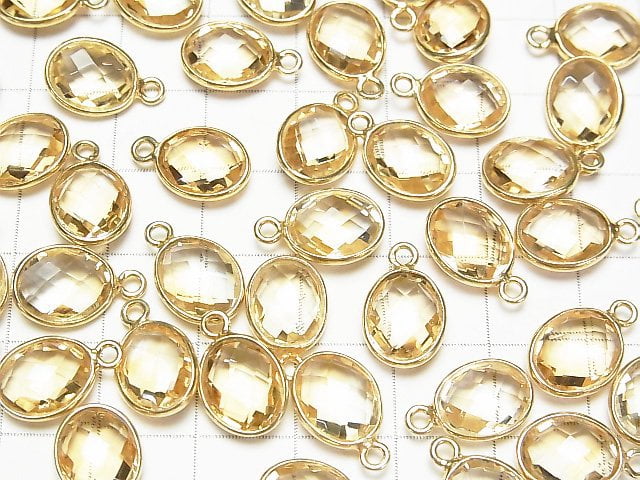 [Video] High Quality Citrine AAA Bezel Setting Faceted Oval 11x9 [One Side] 18KGP 3pcs