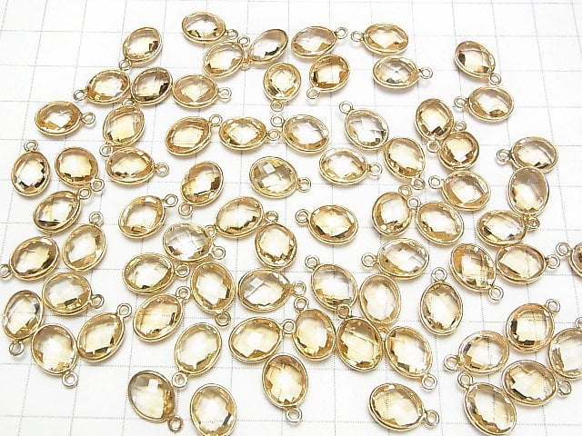 [Video] High Quality Citrine AAA Bezel Setting Faceted Oval 11x9 [One Side] 18KGP 3pcs