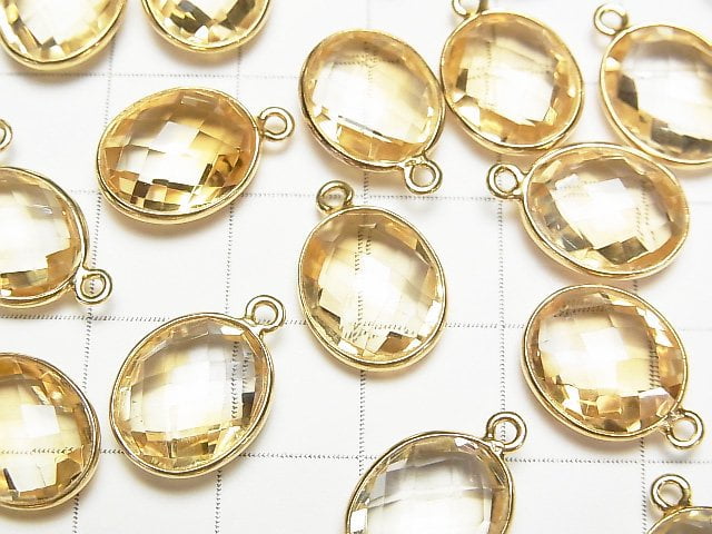 [Video] High Quality Citrine AAA Bezel Setting Faceted Oval 13x11 [One Side ] 18KGP 2pcs $9.79