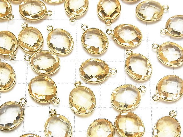 [Video] High Quality Citrine AAA Bezel Setting Faceted Oval 13x11 [One Side ] 18KGP 2pcs $9.79