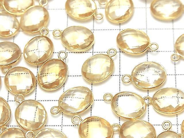 Citrine Haute Qualité AAA Sertie Lunette Ovale Facettée 13x11 [Un Côté] 18KGP 2pcs
