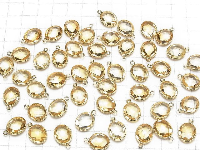 [Video] High Quality Citrine AAA Bezel Setting Faceted Oval 13x11 [One Side ] 18KGP 2pcs $9.79