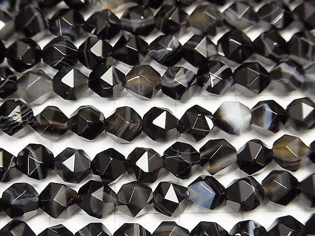 [Video]Stripe Onyx 20Faceted Round 6mm 1strand beads (aprx.15inch / 36cm)