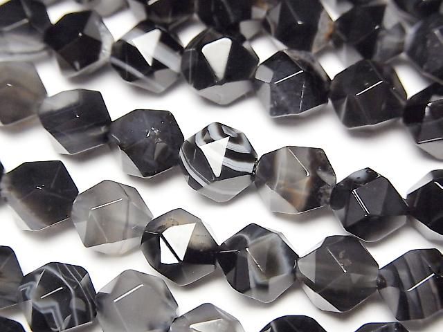 [Video] Striped Onyx 20-Faceted Round 8mm 1-strand beads (approx. 15 inches/36 cm)