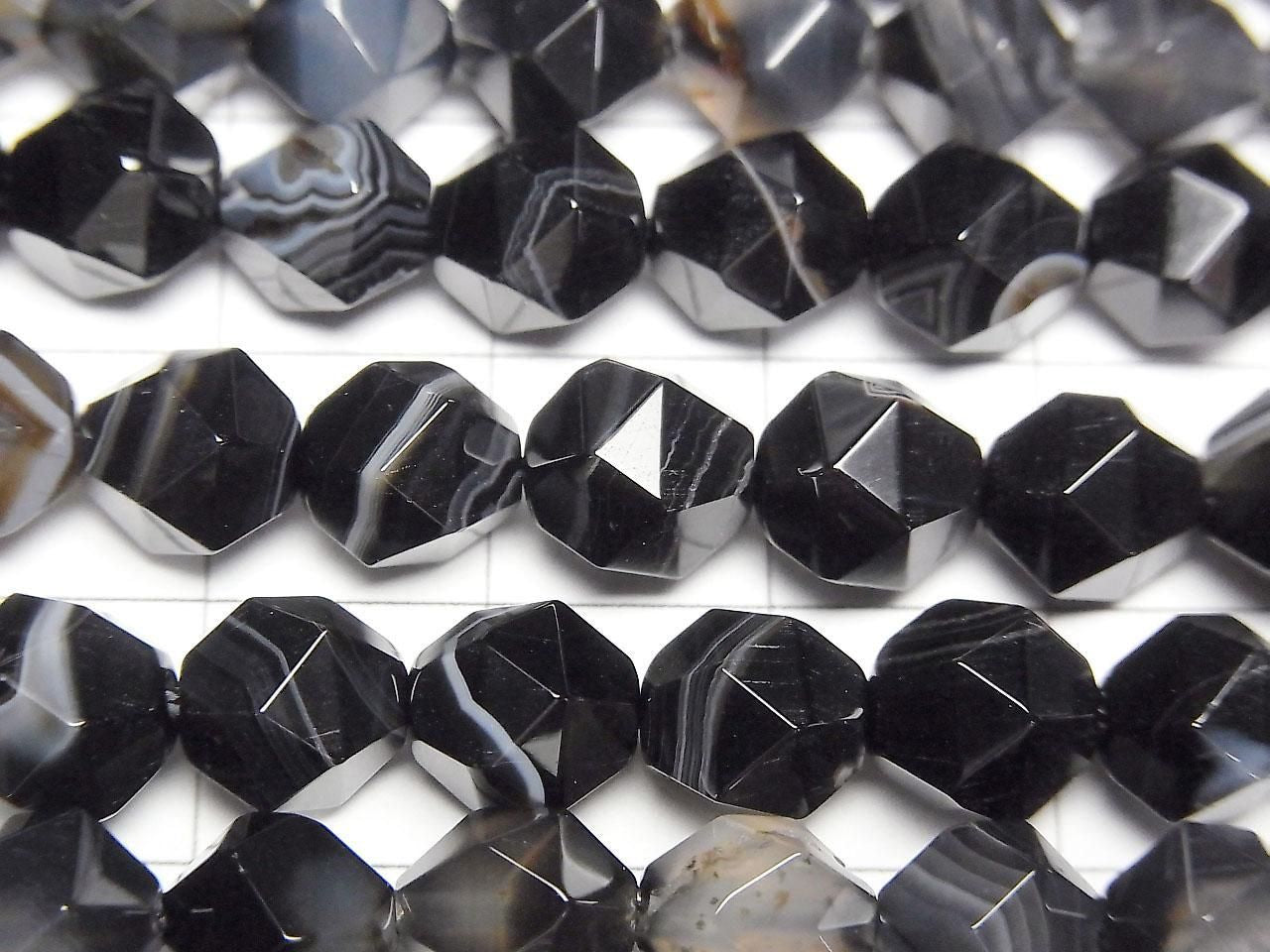 條紋瑪瑙 20刻面圓珠 8mm 1串 (約15英吋/36公分)