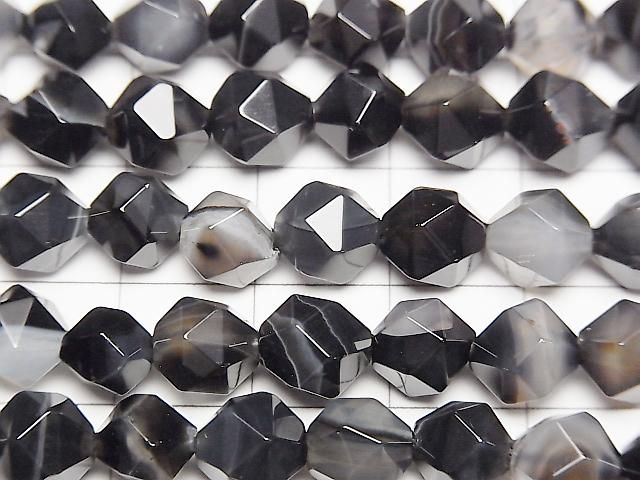 [Video] Striped Onyx 20-Faceted Round 8mm 1-strand beads (approx. 15 inches/36 cm)