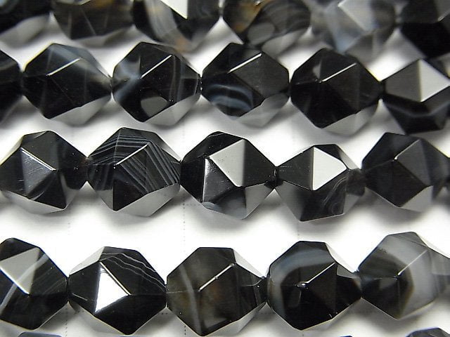[Video] Stripe Onyx 24 Faceted Round 8 mm 1strand beads (aprx.15 inch / 36 cm)