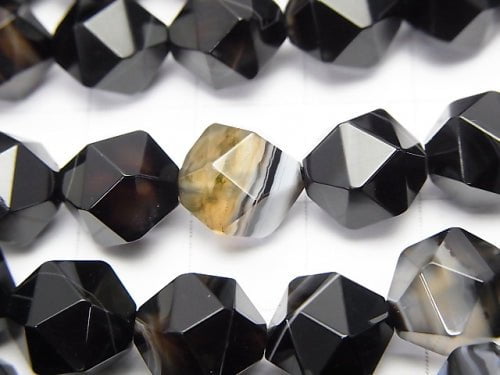 Stripe Onyx 24 Faceted Round 10 mm 1strand beads (aprx.15 inch / 36 cm)